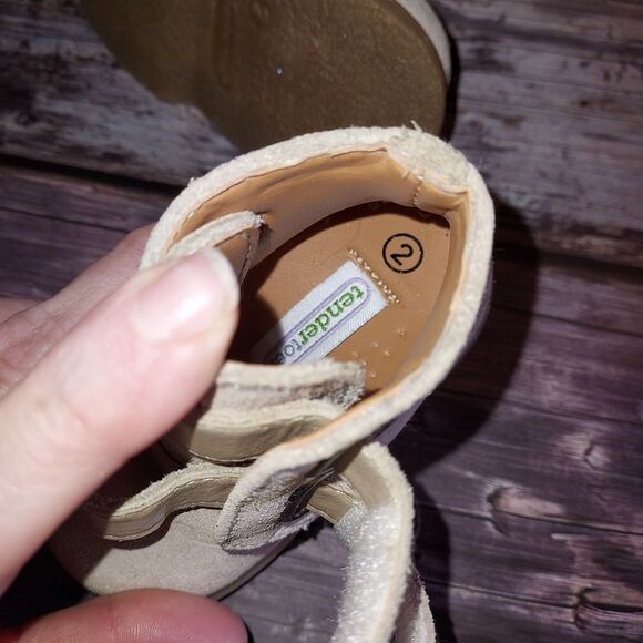 Cozy Tan Kids Boots with Straps - Picture 2 of 3